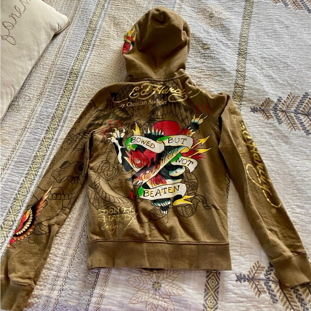Ed Hardy Brown Graphic Hoodie